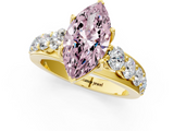 Yellow gold Fancy Pink Marquise  Cut Diamond Engagement Ring with Pavé Band and Four-Prong Setting_4