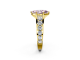 Yellow gold Fancy Pink Marquise  Cut Diamond Engagement Ring with Pavé Band and Four-Prong Setting_5