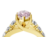 Yellow gold Fancy Pink Marquise  Cut Diamond Engagement Ring with Pavé Band and Four-Prong Setting_7