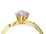 Yellow gold Fancy Pink Marquise Cut Diamond Engagement Ring with Side Stone Accents and Four-Prong Setting_100