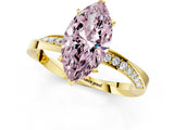 Yellow gold Fancy Pink Marquise Cut Diamond Engagement Ring with Side Stone Accents and Four-Prong Setting_13