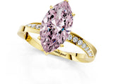 Yellow gold Fancy Pink Marquise Cut Diamond Engagement Ring with Side Stone Accents and Four-Prong Setting_97