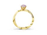Yellow gold Fancy Pink Marquise Cut Diamond Engagement Ring with Side Stone Accents and Four-Prong Setting_99