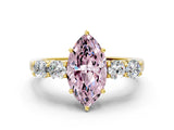 Yellow gold Fancy Pink Marquise  Cut Diamond Five-Stone Prong Set White Gold Ring_32