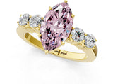 Yellow gold Fancy Pink Marquise  Cut Diamond Five-Stone Prong Set White Gold Ring_33