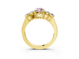 Yellow gold Fancy Pink Marquise  Cut Diamond Five-Stone Prong Set White Gold Ring_35