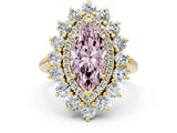 Yellow gold Fancy Pink Marquise Cut Diamond Floral Double Halo Engagement Ring with Prong Setting_24