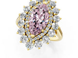 Yellow gold Fancy Pink Marquise Cut Diamond Floral Double Halo Engagement Ring with Prong Setting_25