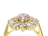Yellow gold Fancy Pink Marquise Cut Diamond Floral Double Halo Engagement Ring with Prong Setting_28