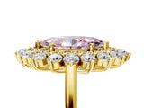 Yellow gold Fancy Pink Marquise Cut Diamond Floral Double Halo Engagement Ring with Prong Setting_29