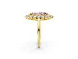 Yellow gold Fancy Pink Marquise Cut Diamond Floral Double Halo Engagement Ring with Prong Setting_74