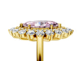 Yellow gold Fancy Pink Marquise Cut Diamond Floral Double Halo Engagement Ring with Prong Setting_77
