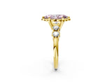 Yellow gold Fancy Pink Marquise  Cut Diamond Floral Halo Engagement Ring with Shared Prong Setting 3