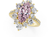 Yellow gold Fancy Pink Marquise  Cut Diamond Floral Halo Pave Band with Prong Setting_38