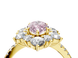 Yellow gold Fancy Pink Marquise  Cut Diamond Floral Halo Pave Band with Prong Setting_41