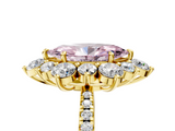 Yellow gold Fancy Pink Marquise  Cut Diamond Floral Halo Pave Band with Prong Setting_42