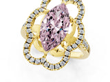Yellow gold Fancy Pink Marquise Cut Diamond Floral Halo Split Shank Prong Setting Ring_1