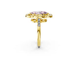 Yellow gold Fancy Pink Marquise Cut Diamond Floral Halo Split Shank Prong Setting Ring_2