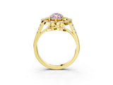 Yellow gold Fancy Pink Marquise Cut Diamond Floral Halo Split Shank Prong Setting Ring_3