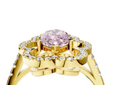 Yellow gold Fancy Pink Marquise Cut Diamond Floral Halo Split Shank Prong Setting Ring_4