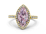 Yellow gold Fancy Pink Marquise Cut Diamond Halo Engagement Ring with Pavé Band and Prong Setting_27