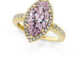 Yellow gold Fancy Pink Marquise Cut Diamond Halo Engagement Ring with Pavé Band and Prong Setting_28