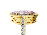 Yellow gold Fancy Pink Marquise Cut Diamond Halo Engagement Ring with Pavé Band and Prong Setting_32