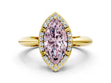 Yellow gold Fancy Pink Marquise  Cut Diamond Halo Engagement Ring with Split Shank and Four-Prong Setting_89