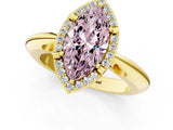 Yellow gold Fancy Pink Marquise  Cut Diamond Halo Engagement Ring with Split Shank and Four-Prong Setting_90