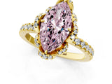 Yellow gold Fancy Pink Marquise Cut Diamond Halo Pave Band with Four-Prong Setting_4