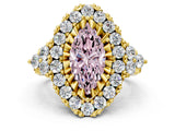 Yellow gold Fancy Pink Marquise Cut Diamond Halo Ring with Pavé Band and Four-Prong Setting_41
