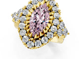 Yellow gold Fancy Pink Marquise Cut Diamond Halo Ring with Pavé Band and Four-Prong Setting_42