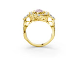Yellow gold Fancy Pink Marquise Cut Diamond Halo Ring with Pavé Band and Four-Prong Setting_44