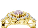 Yellow gold Fancy Pink Marquise Cut Diamond Halo Ring with Pavé Band and Four-Prong Setting_45