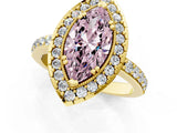 Yellow gold Fancy Pink Marquise Cut Diamond Halo Ring with Pavé Band and Prong Setting_1