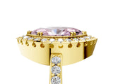 Yellow gold Fancy Pink Marquise Cut Diamond Halo Ring with Pavé Band and Prong Setting_5