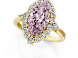 Yellow gold Fancy Pink Marquise Cut Diamond Halo Ring with Pear Side Stones and Prong Setting_51