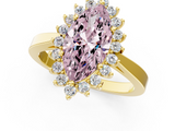 Yellow gold Fancy Pink Marquise  Cut Diamond Halo Ring with Round Brilliant Halo and Solitaire Band_88