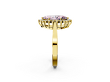 Yellow gold Fancy Pink Marquise  Cut Diamond Halo Ring with Round Brilliant Halo and Solitaire Band_89