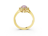 Yellow gold Fancy Pink Marquise  Cut Diamond Halo Ring with Round Brilliant Halo and Solitaire Band_90