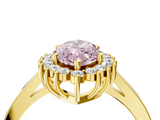 Yellow gold Fancy Pink Marquise  Cut Diamond Halo Ring with Round Brilliant Halo and Solitaire Band_91