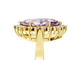 Yellow gold Fancy Pink Marquise  Cut Diamond Halo Ring with Round Brilliant Halo and Solitaire Band_92