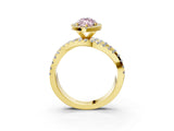 Yellow gold Fancy Pink Marquise Cut Diamond Halo Ring with Round Split Shank and Prong Setting_39
