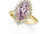 Yellow gold Fancy Pink Marquise  Cut Diamond Halo Ring with Solitaire Band and Prong Setting_54