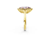 Yellow gold Fancy Pink Marquise  Cut Diamond Halo Ring with Solitaire Band and Prong Setting_55