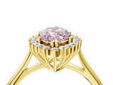 Yellow gold Fancy Pink Marquise  Cut Diamond Halo Ring with Solitaire Band and Prong Setting_57