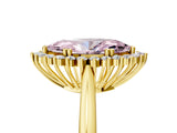 Yellow gold Fancy Pink Marquise  Cut Diamond Halo Ring with Solitaire Band and Prong Setting_58