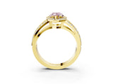 Yellow gold Fancy Pink Marquise Cut Diamond Halo Ring with Split Shank Pavé Band and Four-Prong Setting_3