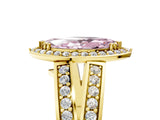 Yellow gold Fancy Pink Marquise Cut Diamond Halo Ring with Split Shank Pavé Band and Four-Prong Setting_5