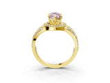 Yellow gold Fancy Pink Marquise Cut Diamond Halo Ring with Split Shank and Bezel Accents and Four-Prong Setting_3